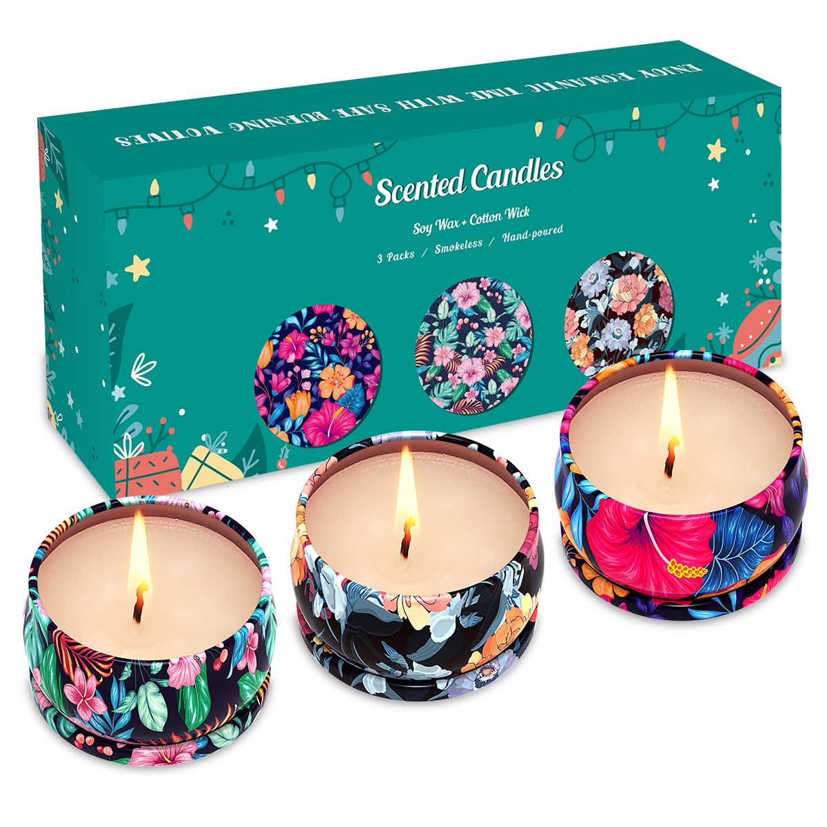 Scented Soy Wax Candle Set (Pack of 3)